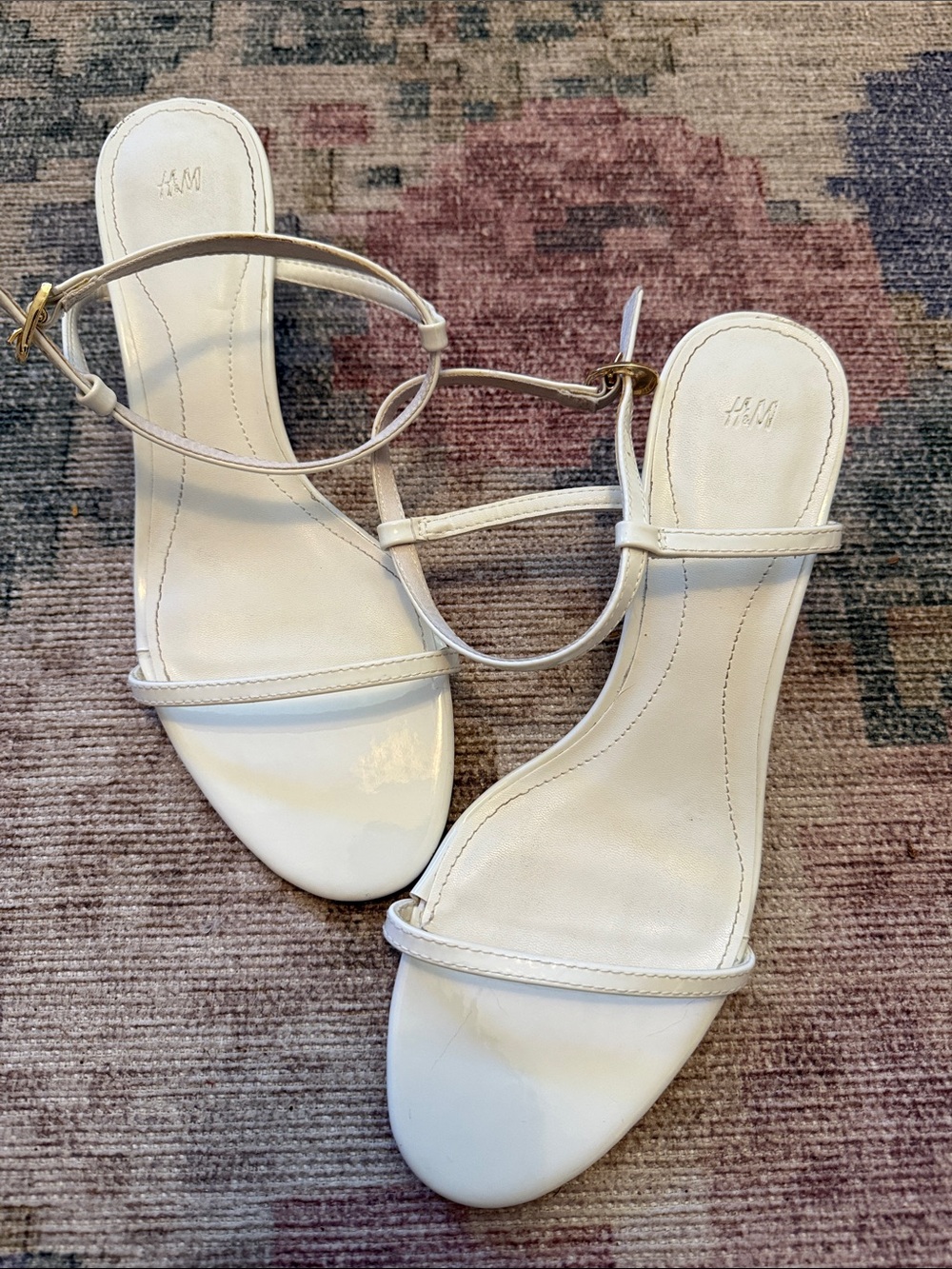 H&M White Minimalist Strappy Ankle Sandals